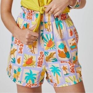 Farm Rio X Anthropologie Patch Print Shorts Sizs S